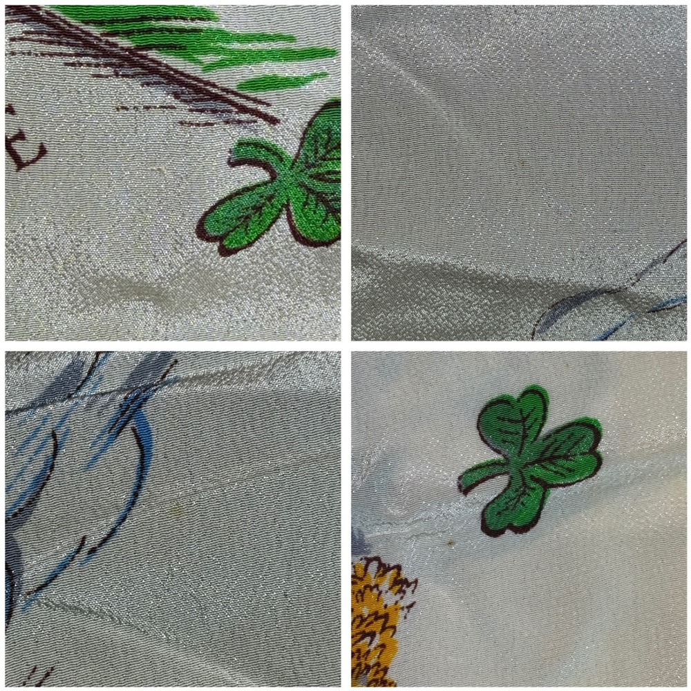 Vintage Dublin‎ Ireland Souvenir Scarf Green White headscarf Landmarks STAINED - Picture 8 of 8
